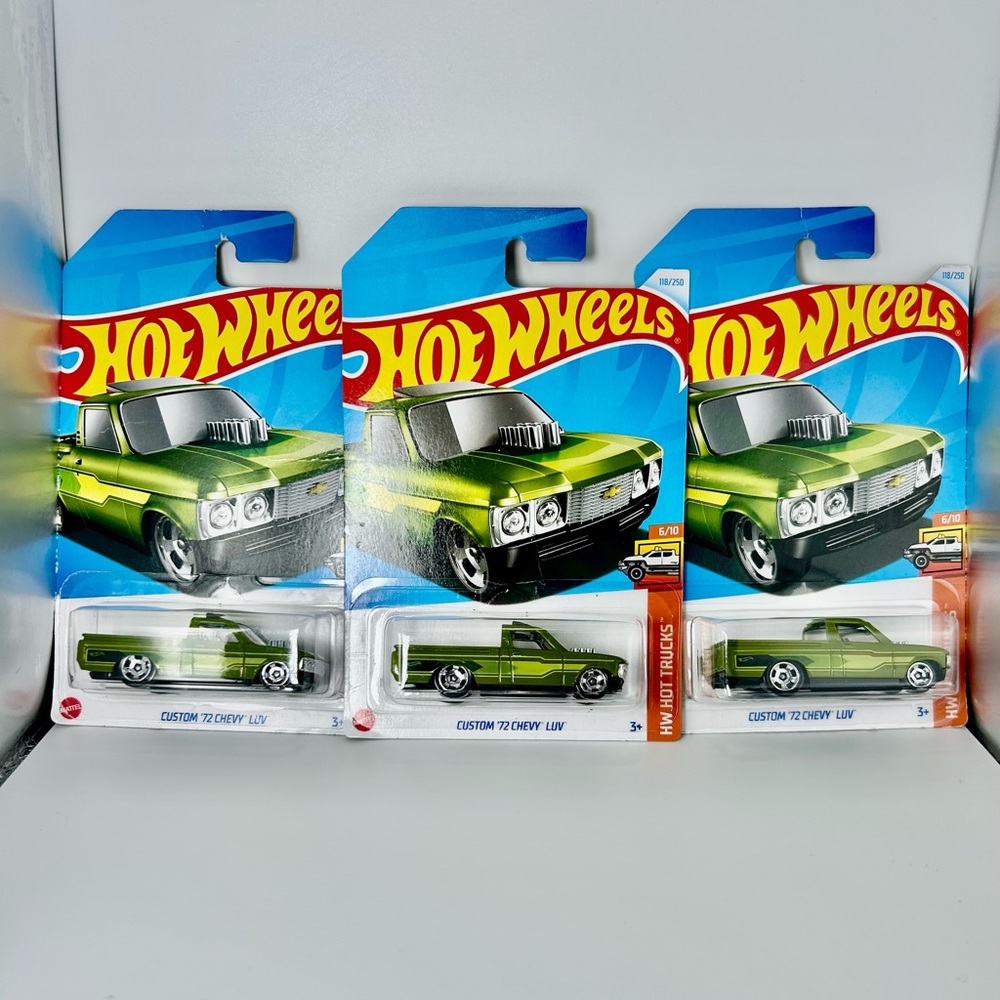 Hot Wheels Chevy Lot of 2x - Custom ‘72 Chevy Luv Green 2x HW Hot Trucks 2023